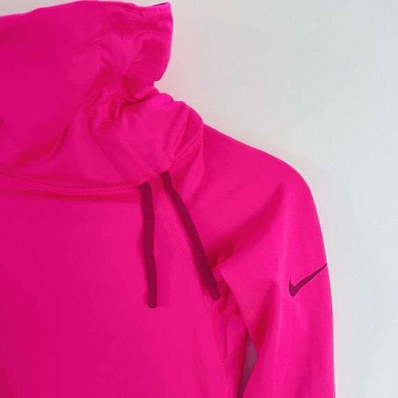 Nike Pro Dri Fit Turtleneck Long Sleeve Base Layer Warm Shirt Hot Pink XS - Picture 3 of 7